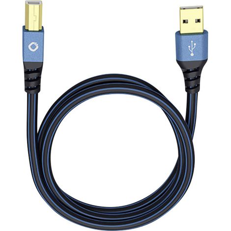 Oehlbach USB-Kabel  USB 2.0 USB-A Stecker, USB-B Stecker 10.00 m Blau vergoldete Steckkontakte 9346