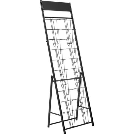 Porte-brochures avec 20 poches,support de magazines portable en métal pour magasin,expositions et bureaux,couleur noire (1/5)
