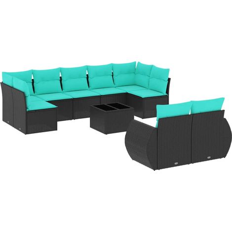 Maison Exclusive - 10-teiliges Gartensofa-Set mit Kissen, schwarz (1/5)