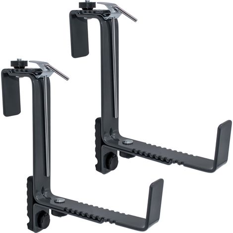 Blumenkasten Halter 2er Set individuell verstellbar - dunkelgrau - Metall Halterung für eckige Balkongeländer von 4-7 cm einstellbar