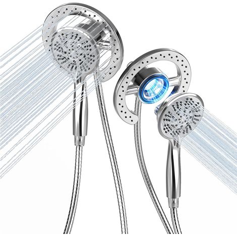 Ensemble de douche américain Hualemei à fixation magnétique, avec pomme de douche fixe et douchette à main, double jet, réglage à grand angle, 4 couches de revêtement anticorrosion (1/5)