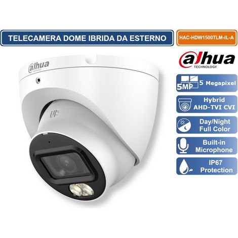 DAHUA DH-HAC-HDW1500TLM-IL-A TELECAMERA DOME IBRIDA SMART DUAL LIGHT MICROFONO INTEGRATO E VISIONE NOTTURNA 30M – IP67 PER ESTERNO