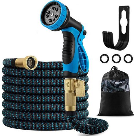 Tuyau extensible 7.5m bleu raccord CE lavage voiture/jardin