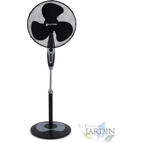 Grunkel Standventilator mit Timer bis 60 min, 3 Geschwindigkeiten und höhenverstellbar, 50W, Schwarz.
