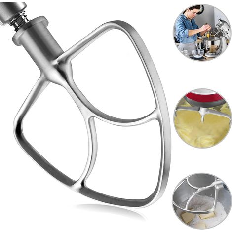 Frusta piatta in acciaio inossidabile da 4,5-5 qt - Frusta per robot da cucina Kitchenaid, adatta ai robot da cucina per impieghi gravosi K45SS KSM75 e lavabile in lavastoviglie (1/4)
