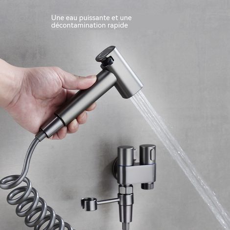Pistolet haute pression pour toilette – Vanne d’angle une entrée deux sorties – Douchette de rinçage pour salle de bain – Universel