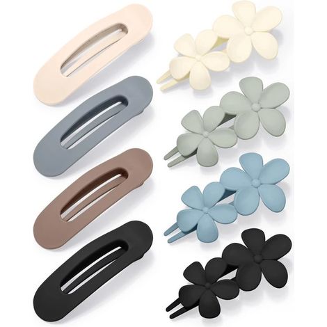Lot de 8 pinces à cheveux plates mates, 2 styles, accessoires de coiffure pour femmes et filles aux cheveux fins (1/5)