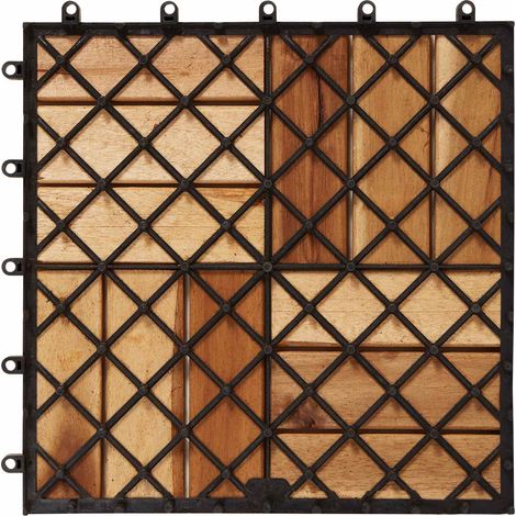 Carreau de terrasse 10 pcs Marron 30 x 30 cm Bois d'acacia (1/5)