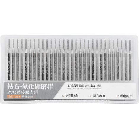 Ensemble de 30 aiguilles à aiguiser cylindriques plates en émeri, accessoires pour meuleuse électrique, 1,5 mm (1/5)