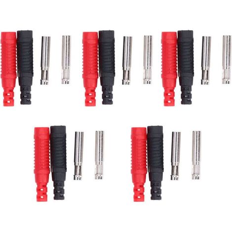 Bananenstecker aus Messing, Bananenbuchse, isolierter, sicherheitsgeschirmter Klinkenstecker, PA-Laternenstecker, 30 V AC – 60 V DC – 5er-Pack (1/4)