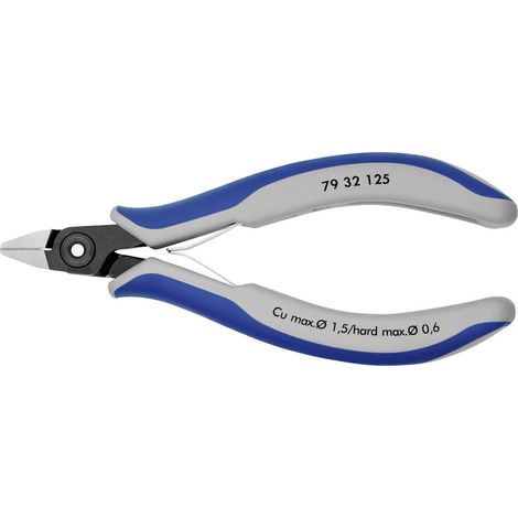 KNIPEX 79 32 125 Tronchese laterale di precisione per elettronica con manici multicomponente brunita 125 mm (1/5)