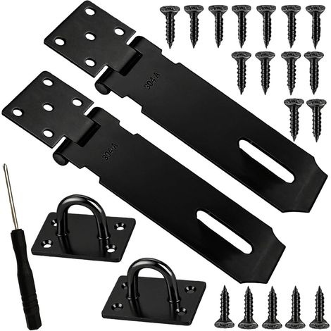 2x Loquets de porte en acier inoxydable 5 pouces verrouillables avec vis Noir