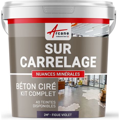 Béton ciré sur carrelage, cuisine, salle de bain, mural, sol, plan de travail, décoratif, revêtement, douche, kit - 2 m² (en 2 couches) Figue - ARCANE INDUSTRIES