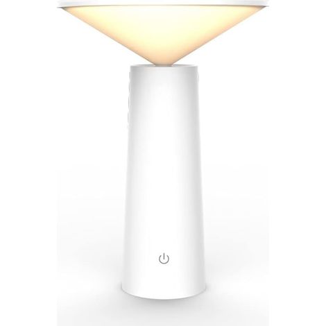 Lampe de bureau créative blanche 1200 mAh avec protection des yeux, rechargeable, pour la lecture et l'apprentissage, idéale pour la chambre à coucher, tactile, trois couleurs et intensité lumineuse p