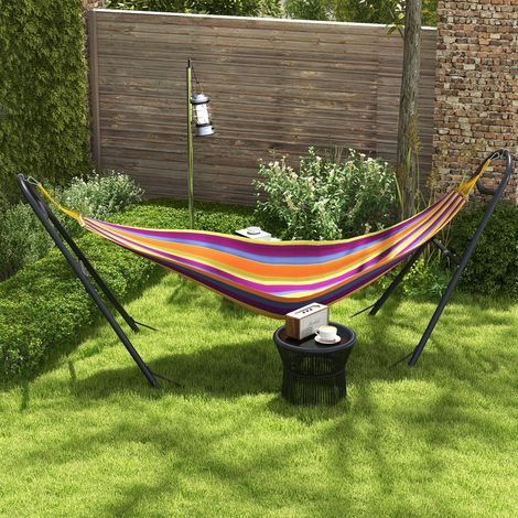 Support de Hamac pour 2 Personnes. Cadre de Hamac en Métal Portable et Réglable. pour Hamacs de 2.75 à 4.3m. Noir