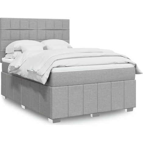Boxspringbett mit Matratze Hellgrau 160x200 cm Stoff