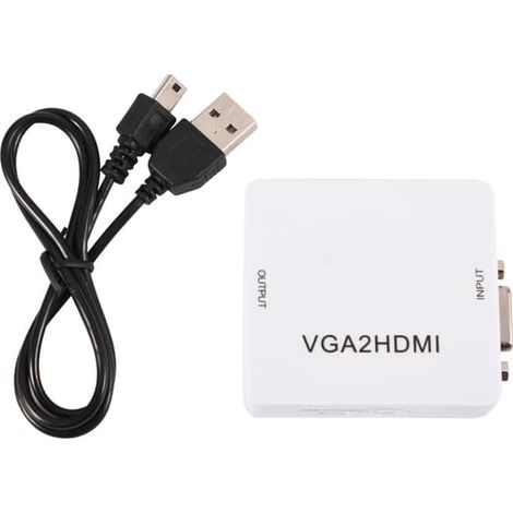 Mini convertisseur VGA vers HDMI 1080p, adaptateur VGA2HDMI pour PC, ordinateur portable, lecteur DVD vers projecteur HDTV (1/5)