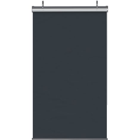 Vertikale, einziehbare Außenjalousie ohne Bohren – dunkelgrau – hochdichtes Polyester-Aluminium