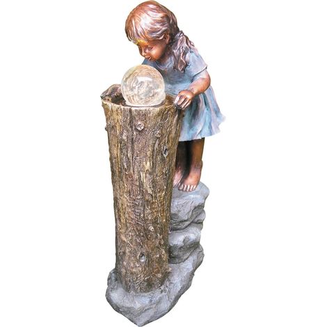 Granimex Zhisheng Zauberin Polystone Brunnen Pumpe LED-Beleuchtung Glaskugel Wasserspiel 83x41x23 cm