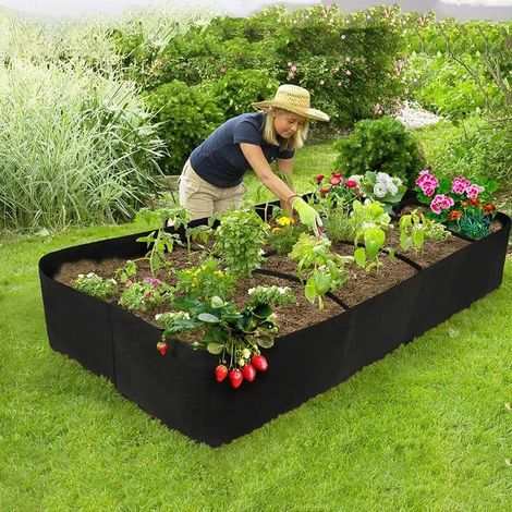 Rechteckiger Pflanzbeutel aus Filz mit mehreren Fächern, unterteilter Pflanzbeutel für Gemüse, grüner Blumentopf für den Garten, hübscher Pflanzbeutel (1/5)