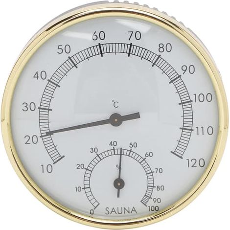 KLVGTIFS PU - Thermomètre mural pour sauna avec échelle claire, hygromètre en acier inoxydable à induction mécanique. (1/5)