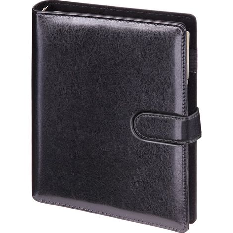 Schwarzer Premium-Genua-Organizer mit austauschbarem Einsatz 17,5 x 23,5 cm mit Kalender (1/3)