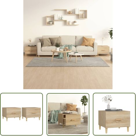 Lot de 2 Tables basses de salon, Tables Café, Chêne sonoma 50x50x40 cm Bois d'ingénierie OIB1074E (1/5)