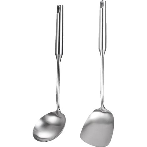 Ustensile De Cuisine En Acier Inoxydable - Lot De 2 Pièces Sans Soudure - Poignée Creuse Anti-Chaleur - Pour Cuisinière Domestique - 2 Pièces (1/5)