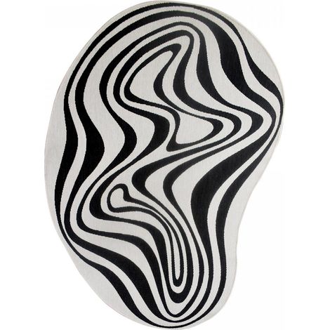Tapis rond d'extérieur, kilim reversible AL REVERSIBLE160x230 noir et blanc (1/5)