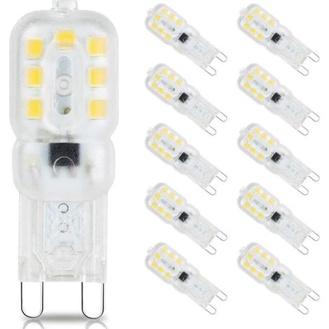 G9 LED-Lampe, 3W G9 LED-Lampen (entspricht 33W Halogen-G9-Lampen), G9 LED-Lampen, Kaltweiß 6000K, flimmerfrei, 360 Grad Abstrahlwinkel, AC 220-240V, 10er-Packung [Energieklasse E]