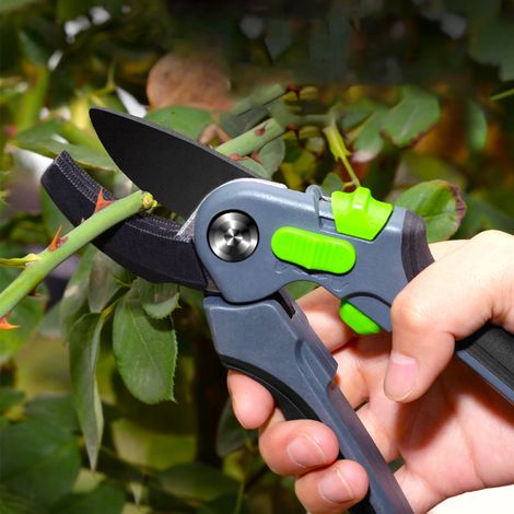 Ciseaux de Jardinage pour Taille des Arbres et des Buissons avec Dents Antidérapantes - Outil de Coupe Économiseur d'Effort pour le Jardinage -KZQ (1/2)