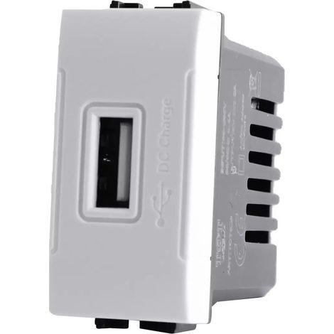 Modulo presa USB da muro per placca cassetta 503 compatibile con living light international air 5V bianco (1/3)