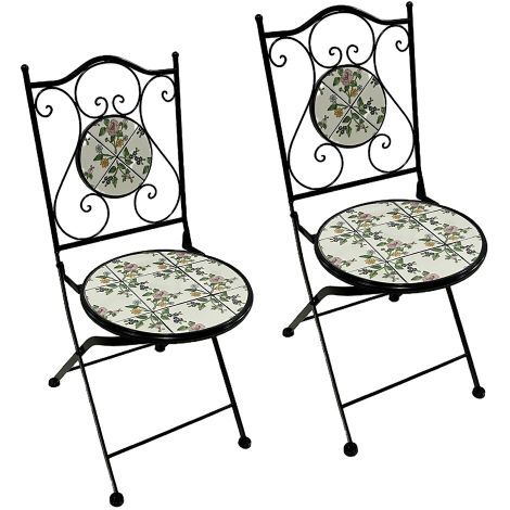 COPPIA SEDIE PER TAVOLO MOSAICO 'FLORA' cm 38 x h. 46 - 92