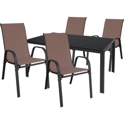 Gartengarnitur 5-teilig 180x90cm Anthrazit/Schwarz Non-Wood-M691861+4xMMC330884 (1/3)
