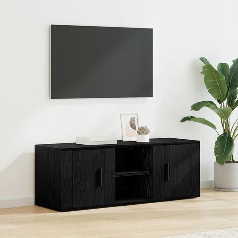 vidaXL Mobile TV Rovere Nero 100 x 31,5 x 35 cm Legno multistrato