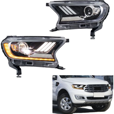 Ensemble de phares, matériau PC et ABS, tension de 12 V, clignotant séquentiel, certifié CE, compatible avec Ford Ranger 2015-2021 T7 T8 (1/5)