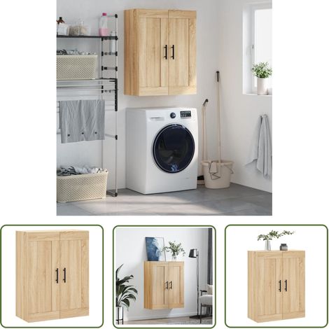 The Living Store Armoire murale chêne sonoma 69,5x34x90 cm bois d'ingénierie - Armoire Murale - Meuble De Rangement - Armoire Suspendu - Buffet - Commode (1/5)