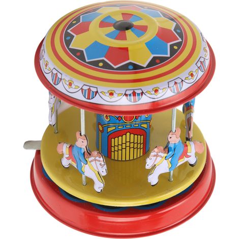 Aufziehbares Karussellpferd, handgefertigtes Retro-Spielzeug, originell und drehbar, ideal als Geburtstagsgeschenk oder Dekoration. (1/5)