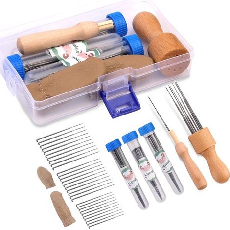 Set per infeltrimento della lana da 36 pezzi, aghi in 3 misure, manici in legno, accessori, per principianti e professionisti.