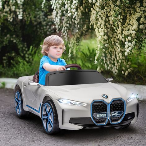 Voiture électrique enfant télécommande 3-5 km/h lecteur multimédia batterie rechargeable blanche (1/5)