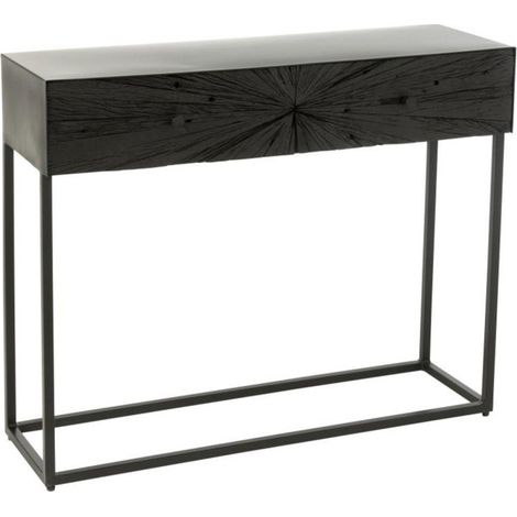 Console 2 Tiroirs en Bois "Shanil" 100cm Noir (1/5)