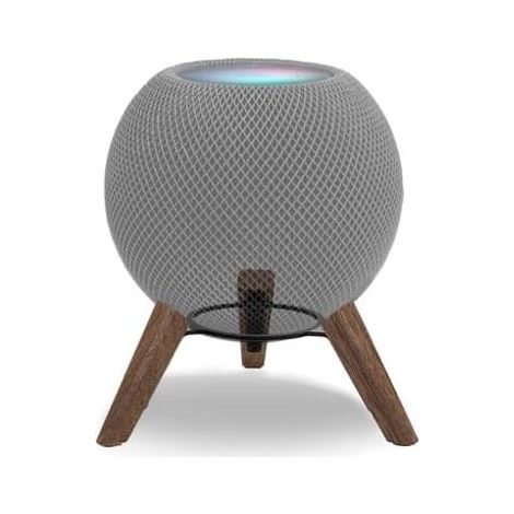 Support Tripod - Walnut Wood - For Apple HomePod Mini - Height Adjustable - Natural Finish - 1 Piece (1/5)
