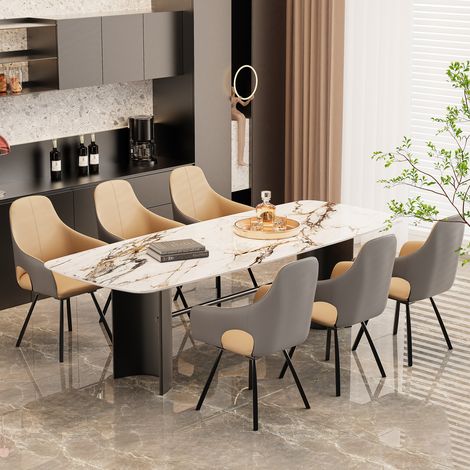 Set of 2 x Rotatable Dining Chairs Padded Microfiber Silicone Leather Highback Seat Swivel Kitchen (1/5)
