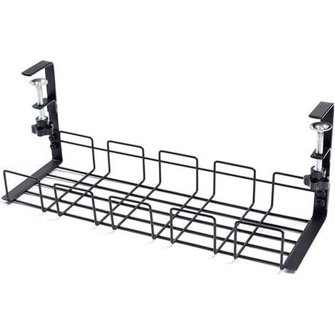 Lot de Cable Management, Plateau de Gestion des Câbles sous Bureau sans Perçage, Schwarz (1/5)