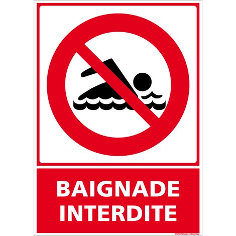 Autocollants de Signalisation Souple – Panneaux de Signalisation Autocollants – Plusieurs tailles au choix – Signalisation Française - Baignade interdite - 300 x 420 mm