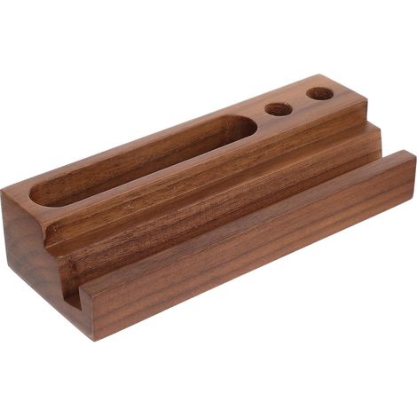 Support Téléphone pour Bureau Bois de Noyer Multifonction Porte-stylos et Station Accueil pour Téléphone Organiseur de Bureau Pratique et Décoratif (1/5)