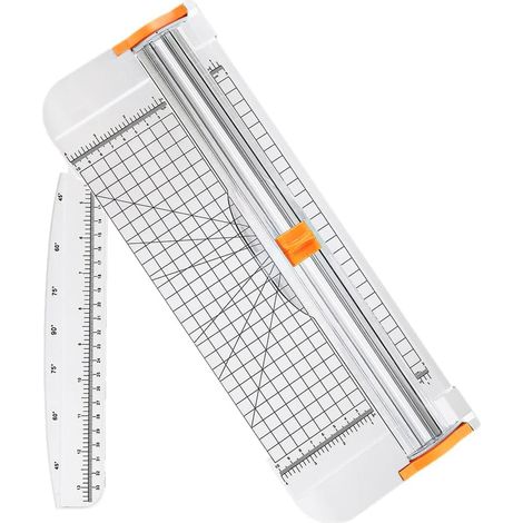 A4 Massicot 12 Pouces, Règle Titane Guillotine Coupe Papier avec Sécurité Système et Remplaçable Lame (Règle Latérale Incluse) pour Papier Craft, Coupons, Étiquettes et Cartes 38CM