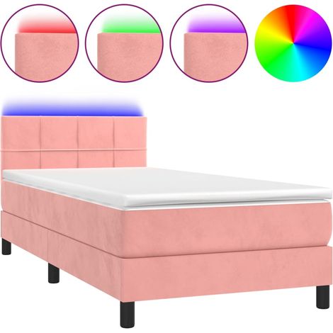 Maison Exclusive - Boxspringbett mit Matratze & LED Rosa 100x200