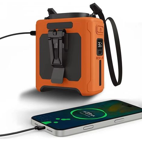 (Orange) Ventilateur de taille portable, adapté aux chantiers de construction extérieurs, aux voyages et occasions. (1/5)