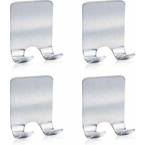 royaluxe - 4pcs Auto-adhésif 304 Acier inoxydable Robuste Crochet de rangement pratique, salle de bain, ménage et support de finition de cuisine (1/3)